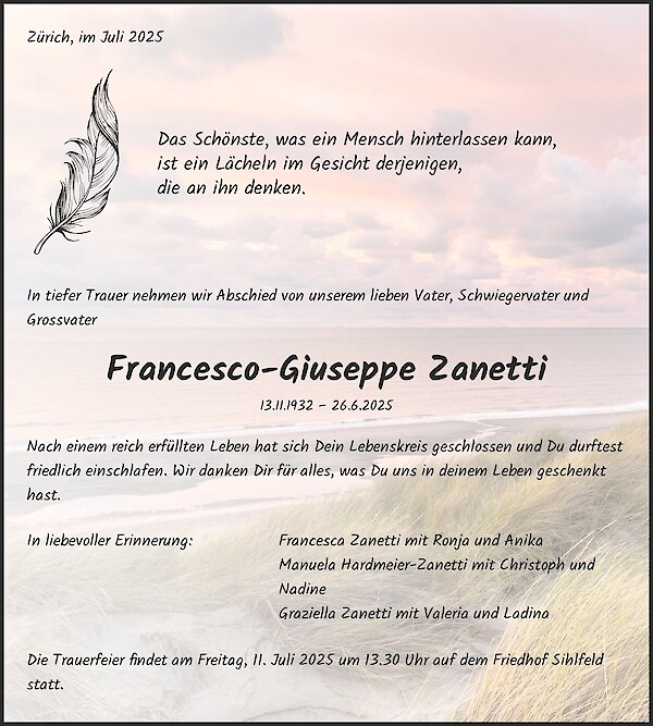 Todesanzeige von Francesco-Giuseppe Zanetti