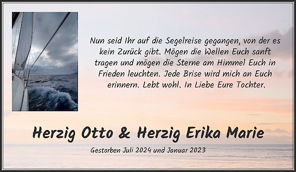 Danksagung von Herzig Otto & Herzig Erika Marie