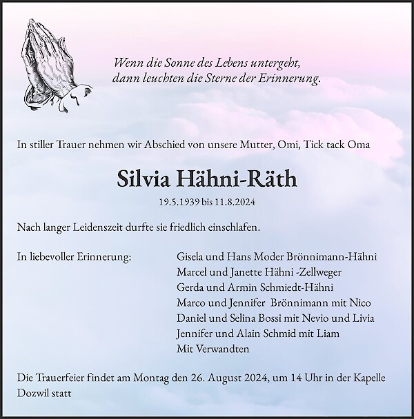 Todesanzeige von Silvia H&auml;hni-R&auml;th